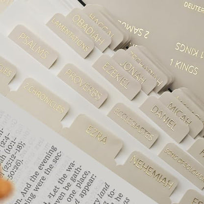 Laminated Bible Tabs for Women and Men, Gold Foil Embossed Lettering - style: Gray