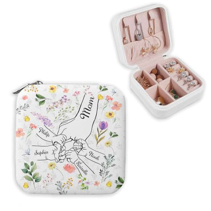 Artsadd Custom Mothers Day Birthday Gifts for Mom Grandma, Personalized Jewelry Box with Kids Name, Portable Small Travel Jewelry Organizer Case, Mom Gifts from Daughter Son, Grandma Gifts - color: Mother-1