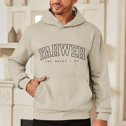 Christian Jesus Hoodies For Men Graphic Yahweh Hoodie Bible Verse God Sweatshirt Religious Faith Cotton Pullover Tops - color: Apricot, size: XX-Large