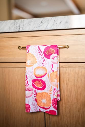 Kitchen Towels, Dish Towels for Kitchen, 3 Pc Kitchen Towel Set - color: Pink Orange