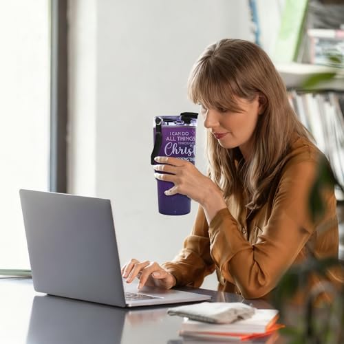 Christian Gifts for Women Faith Tumbler with Top Handle and Flip Straw Lid 20oz Stainless Steel Insulated Travel Cups, Inspirational Religious Gifts for Women Catholic, Pastor Wife Birthday Gift Ideas - color: Christian Faith02