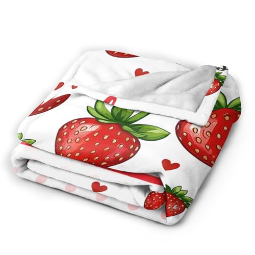Strawberry Blanket Just A Girl Who Loves Strawberries Soft Cozy Throw Blanket Fruit Flannel Blankets Gifts for Women Girls Kids Adults 80"X60" - color: Girl Strawberry, size: 80"x60"