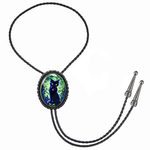 GelConnie Gothic Bolo Tie for Men Women 3D Art Western Cowboy Necktie - color: Gothic Cat Bolo Tie