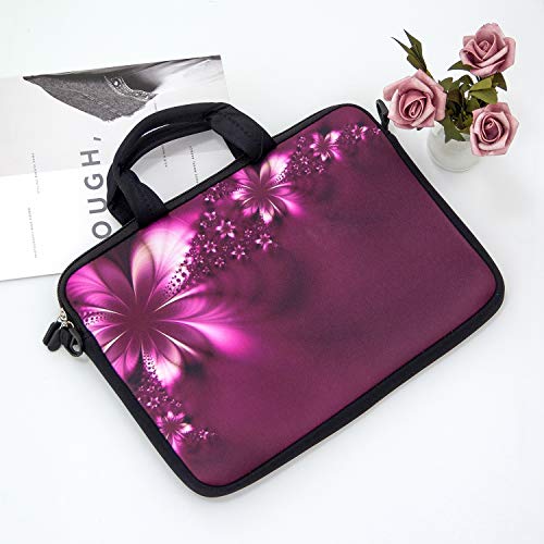 RICHEN 11 11.6 12 12.5 13 inches Case Laptop/Chromebook/Notebook PC Messenger Bag Tablet Travel Case Neoprene Handle Sleeve with Shoulder (11-13.3 inch, Flowers) - color: Flowers, size: 11-13.3 inch