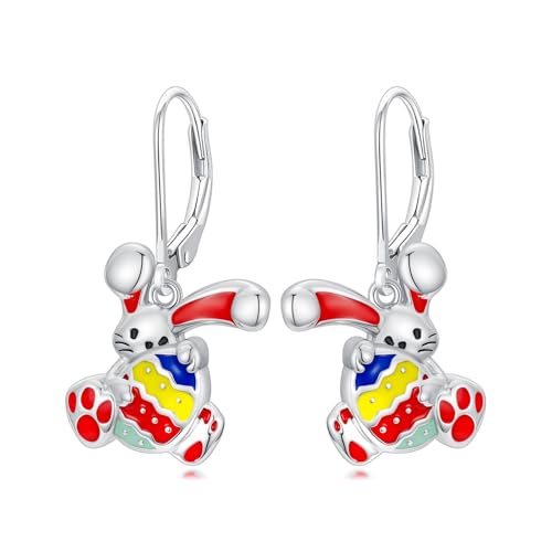 Dorunmo 925 Sterling Silver Dangle Drop Earrings for Women Holiday Earrings Hypoallergenic Halloween Christmas Jewelry Festival Gifts for Women - style: Easter-Bunny-08