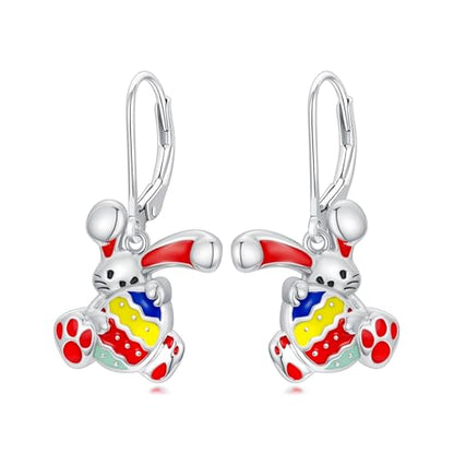 Dorunmo 925 Sterling Silver Dangle Drop Earrings for Women Holiday Earrings Hypoallergenic Halloween Christmas Jewelry Festival Gifts for Women - style: Easter-Bunny-08