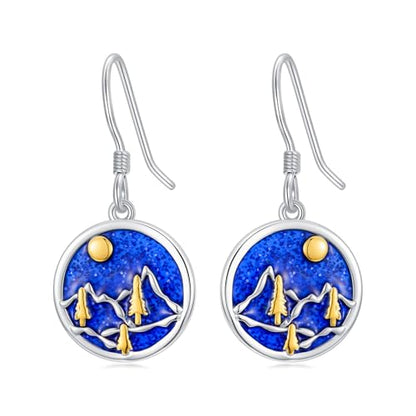 Dorunmo 925 Sterling Silver Mustard Seeds Dangle Earrings for Women Mountains Earrings Hypoallergenic Christmas Jewelry Gifts for Women - style: Mountains-02