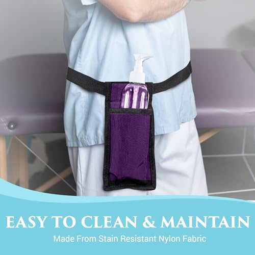 NRG Massage Holster - Single Massage Oil, Lotion and Cream Bottle Holster - Holds up to an 8 Ounce Bottle - 50 Inch Long Adjustable Belt - Durable Nylon Fabric - Washable - Color: Purple