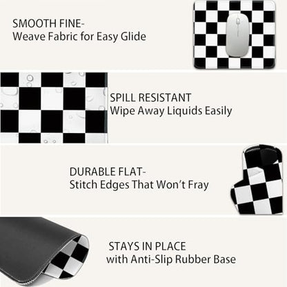 Mouse Pad for Desk with Stitched Edge, Premium Cute Washable Mouse Pads. Computer Mousepad with Non-Slip Rubber Base, Mousepads for Laptop, 9.25x7.75x0.12 inch (Checker Grid) - color: Checker Grid