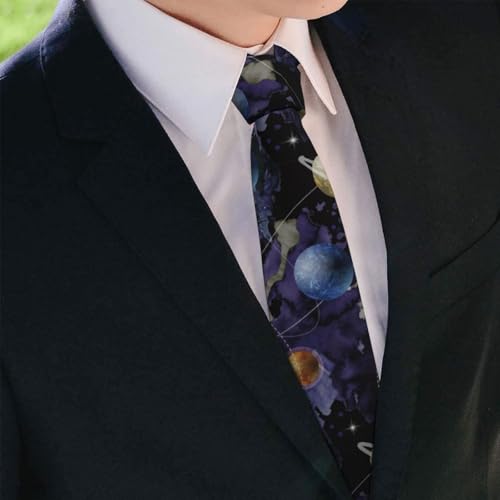 Men's Neckties, Novelty Printed Skinny Tie for Work Casual Party - color: Planet