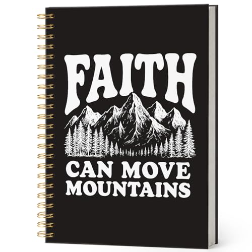 Christian Journal for Women Men,Christian Faith Gift,Bible Study Journal,Church Notes Notebook for Worship & Sermons,Inspirational Religious Hardcover Spiral Notebook 5.5x8.3 - color: faith can move mountains