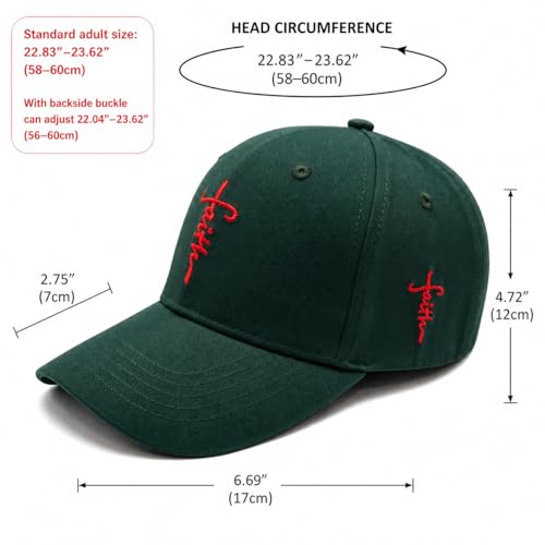 Christian Faith Cross Hats, Embroidered Baseball Caps for Men & Women - color: Green