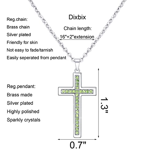 Baptism Cross Necklace for Women,First Communion Cross Necklaces Jewelry Gifts for Women - color: Birthstone 08-August-P Green