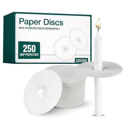 Concordia Supply 3" Paper Disc Candle Drip Protectors (Pack of 250) - size: 250 Drip Protectors