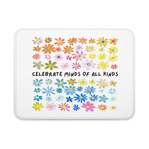 Autism Awareness Mouse Pad, Special Education Teacher Gifts, ADHD Gifts, Celebrate Minds of All Kinds Mouse Pad for Work Computers Laptop Home Office Dorm Desk Accessories, 9.5x7.9 Inch - color: Interesting text Mouse pad O