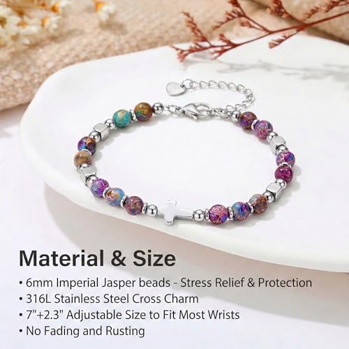 Cross Bracelet for Women Girls, Christian Gifts for Daughter Granddaughter Sister In Christ Friend Niece, Baptism Confirmation First Communion Gifts for Girls - color: Friend