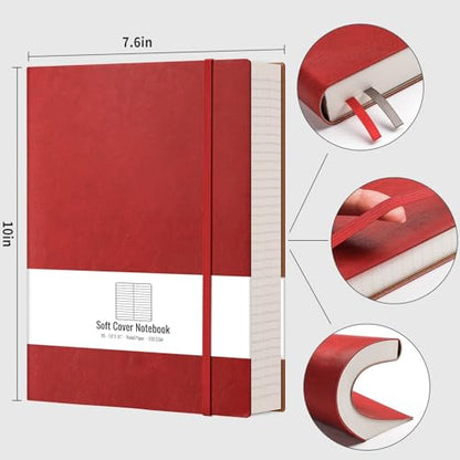 AHGXG Lined Journal Notebook, 320 Numbered Pages, B5 (7.6'' X 10'') - color: Red, size: B5