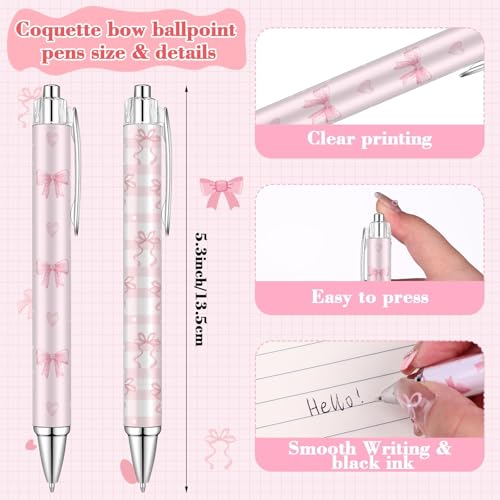16 Pcs Christian Coquette Pink Bow Spiral Notebooks Bible Verse Ballpoint Pens Religions Cute Aesthetic Journals Notepad Retractable Pen for Office Supplies