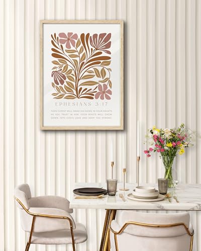 EcoHest 16x20 in Ephesians 3:17 Abstract Floral Framed Christian Wall Art - color: Framed Ephesians, size: 20"L x 16"W