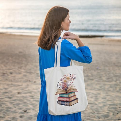 Book Lovers Gifts Canvas Tote Bag Tote Bag for Women Reusable Shoulder Bags for Grocery Beach Work - color: White