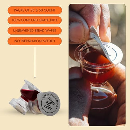 Miracle Meal Prefilled Chalice Communion Cup & Wafer Set, Travel Pack of 50 - size: Box of 50 Chalice