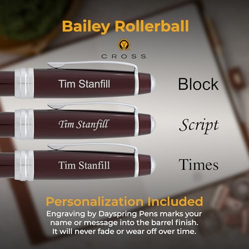 Cross Bailey Personalized Rollerball Pen in Red Lacquer with Chrome Trim - color: Red