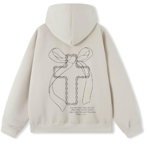 Women Men Hoodies Oversized Fleece Sweatshirt Fashion Clothing Fall Christian Sweaters Ties - color: Beige, size: X-Large