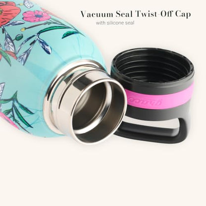 Christian Art Gifts Stainless Steel Insulated Grace is Sufficient Water Bottle - color: Teal/Floral - Sufficient Grace