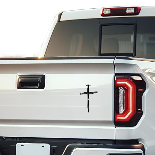 GRITKULTURE Cross of Nails Christian Vinyl Decal Sticker for Cars, Trucks, Laptops, Jesus Christ, Religious, Window Decal Sticker (Black) - color: Black