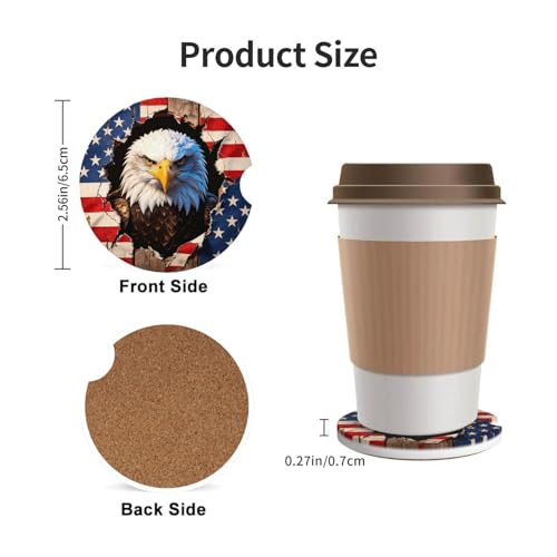 American Flag Car Cup Holder Coasters Absorbent Ceramic Coaster - color: Orange