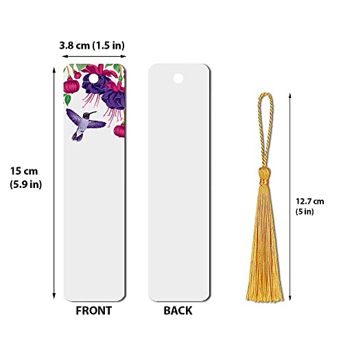 WIRESTER Set of 2 Metal Bookmarks with Light Gold Tassel for Students, Reader, Teachers, Book Lovers - Hummingbird Fuchsias, Hummingbirds Crocosmia - color: Hummingbird Fuchsias, Hummingbirds Crocosmia