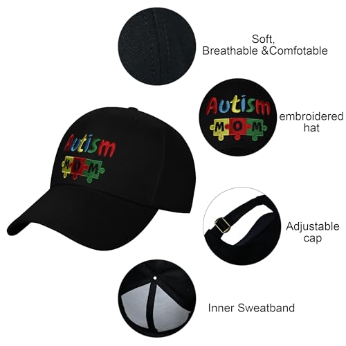 Embroidered Baseball Cap for Women Men Adjustable Baseball Hat Black Baseball Cap Trucker Hat - color: Autism Puzzle