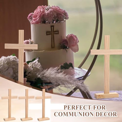 Suzile Unfinished Wooden Cross Centerpieces 12 Inch Standing Base