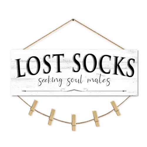Laundry Room Signs Lost Socks Hanging Decor Wall 6" x 14.5" - color: Lost Socks A