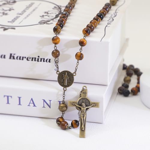 KOMI 8mm Natural Stone Beads Rosary Necklace Rosarios Catolicos Para Mujer Catholic Rosary Beads for Women Christian Gifts - style: Rosary-4