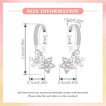 925 Sterling Silver Cute Animal Unique Huggie Hoop Earrings for Women - color: Two Flower