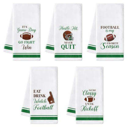 R HORSE 5 Pack Funny Football Kitchen Dish Towels - color: Football