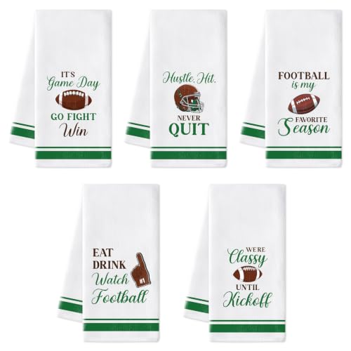 R HORSE 5 Pack Funny Football Kitchen Dish Towels - color: Football