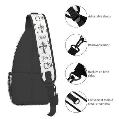 Jesus Christian Cross Crossbody Sling Bag For Women Men Adjustable Chest Bag Cute Shoulder Backpack Daypack For Sport Travel Hiking - color: Jesus Christian Cross 6