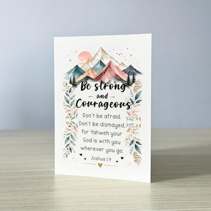 Be Strong and Courageous Card Christian Encouragement Cards Joshua 1:9 Bible Verse Scripture Greeting Gift for Friend Bestie Prayer Partner Pastor Mom Dad Sibling Family Coworker - color: Be Strong And Courageous Joshua 1:9