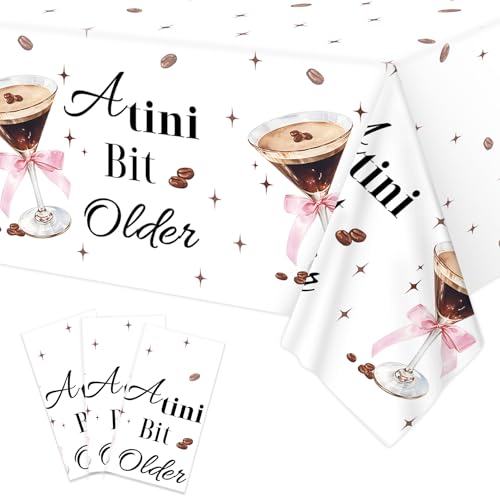 3 Pcs Espresso Martini Tablecloths, Disposable A Tini Bit Older Table Cover - color: Espresso Martini