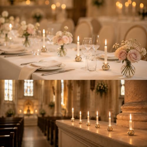 100 Pcs White Small Taper Candles Unscented Bulk Christmas Advent Church Candles for Prayer,Church, Wedding, Candlelight Dinner & Religious Ceremony 5" H X 1/2" D