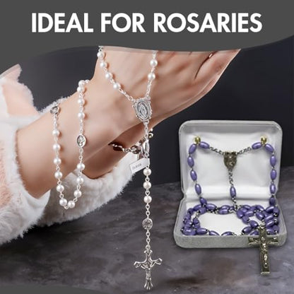 Novel Box Grey Communion Keepsake Rosary Box 3.25x2.5x1 Inches - color: Grey