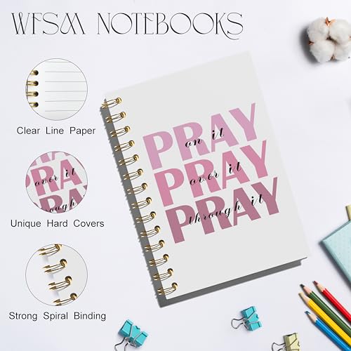 WFSM Prayer Journal, Pink Preppy Notebook - Pray on It Pray over It Pray Through It, Christian Gifts Journal, Daily Prayer Journal, Christian Journal, Christian Notebook for Women, 5.5x8.3 Inches - color: Pink