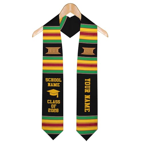 MDPrints Global Kente Graduation Sash 2026, Black Girl Magic Graduation Sash 2026, Class of 2026 Graduation Gift - color: Kente Pp01