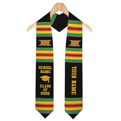 MDPrints Global Kente Graduation Sash 2026, Black Girl Magic Graduation Sash 2026, Class of 2026 Graduation Gift - color: Kente Pp01
