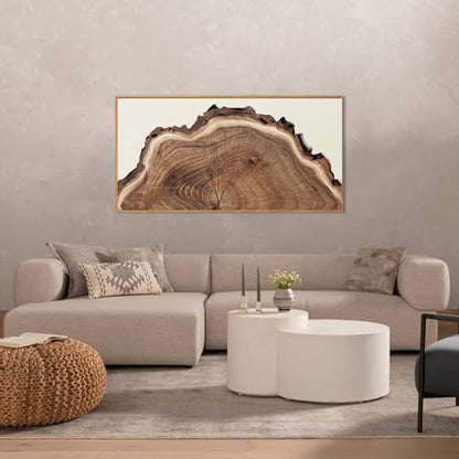 SIKERIC Framed Nature Tree Ring Wall Art, (40X20 inch) Modern Wood Stump Canvas Wall Art Set Of 1,Large Wood Tree Spiral Art Prints, Abstract Wall Painting for Living Room, Bedroom, Office - color: Nature Tree Ring, size: 39.4"L x 19.7"W
