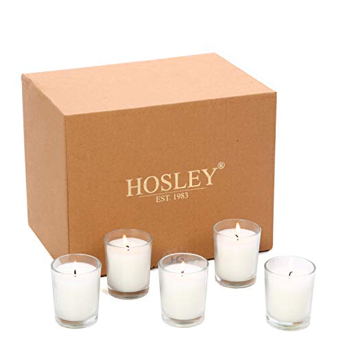 Hosley's Set of 24 Ivory Unscented Glass Filled Votive Candles, Hand Poured Wax Candle Ideal Gifts for Aromatherapy Spa Weddings Birthdays Holidays Party - color: Ivory, size: 24 Pack