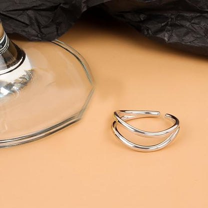 Handmade Rings 925 Sterling Silver Band Ring Adjustable Open Knuckle Rings Thumb Ring Statement Rings for Women Minimalist Jewelry - color: Pattern 6