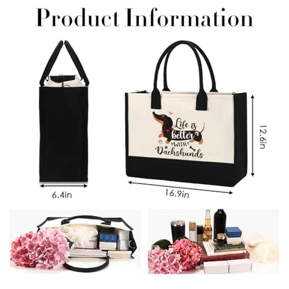 Dachshund Gifts for Women - Reusable Tote Bag Cute Grocery Handbag - style: Dachshund